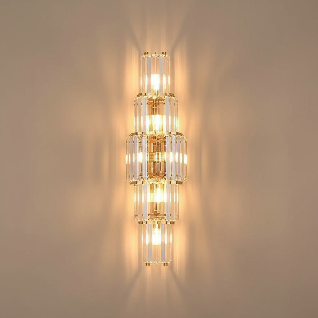 Aurelia crystal wall sconce, large five-tier