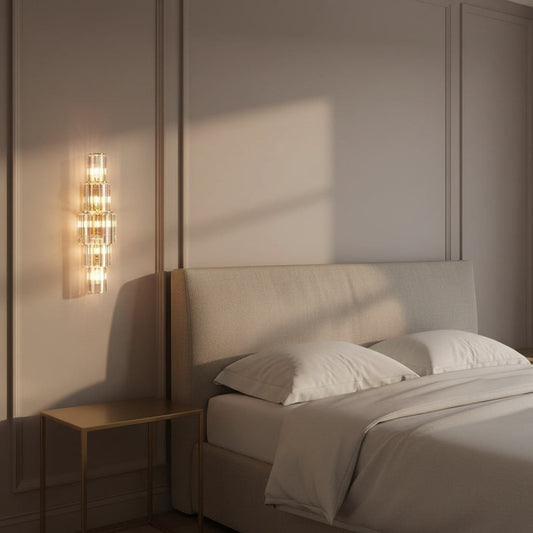 Aurelia wall sconce styled in a bedroom