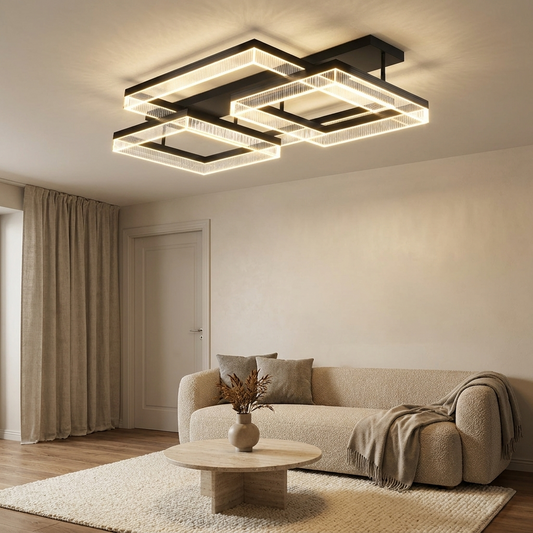 Brennan flush ceiling light styled in a living room
