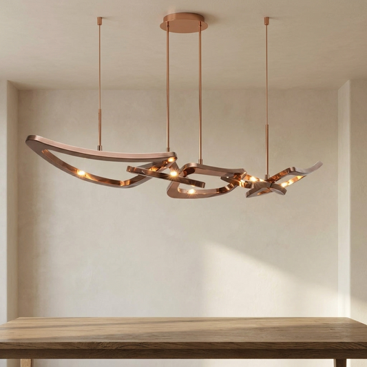 Calix Linear Chandelier styled in a dining