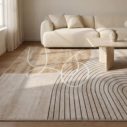 Cendre rug styled in a living room