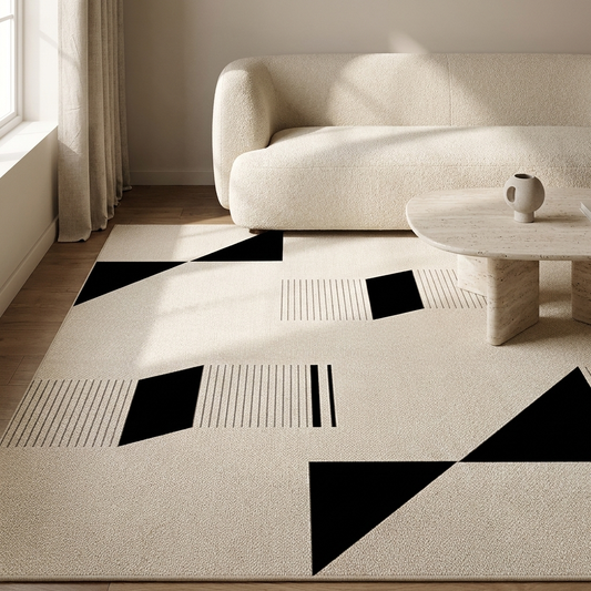 Corfu rug styled in a living room