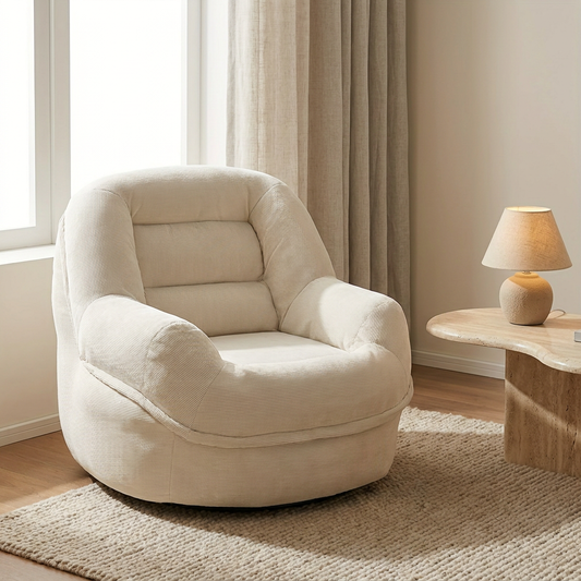 Divan floor lounge chair styled in a living room