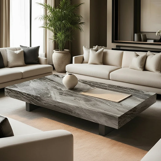 Cove Stone Coffee Table styled in a living room