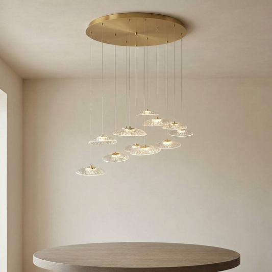 Lotus Rippled Glass Pendant styled in a dining