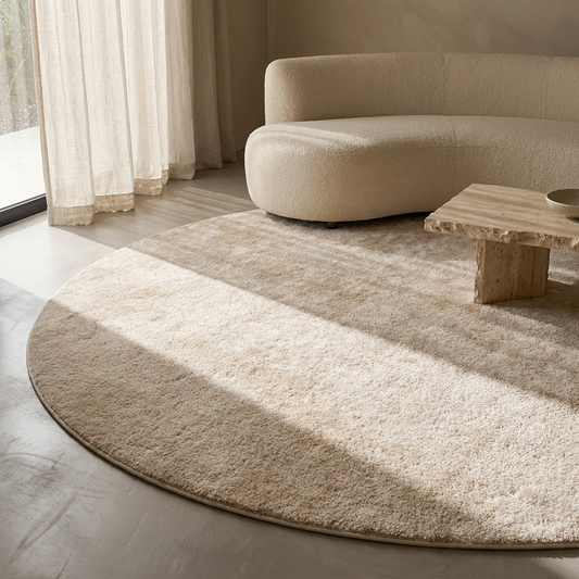 Mocha rug styled in a living room