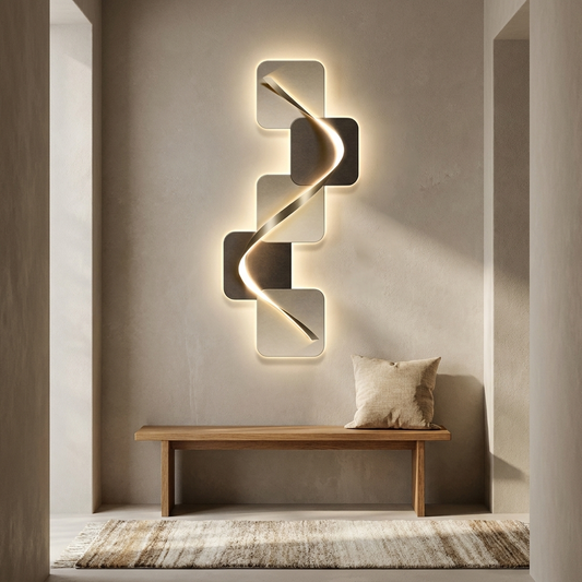 Muro wall art styled in a hallway
