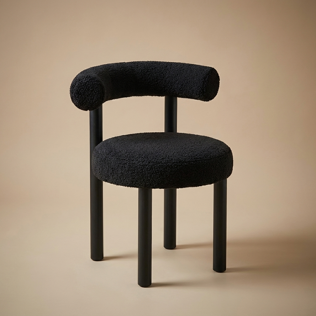 Sable Accent Stool — Onyx Shearling