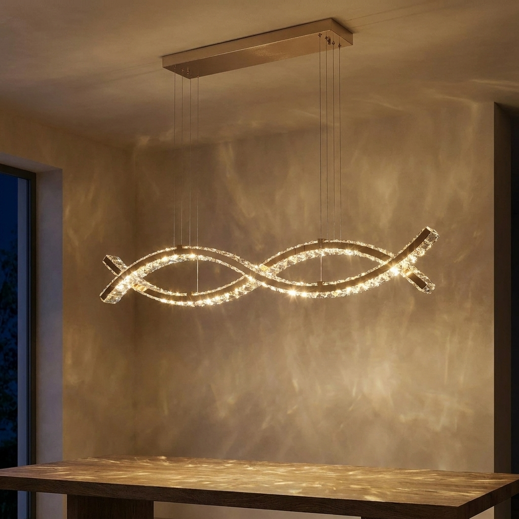 Callum Pendant Light lit at night