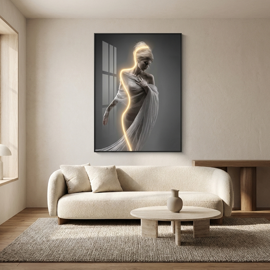 Seraph wall art styled in a living room