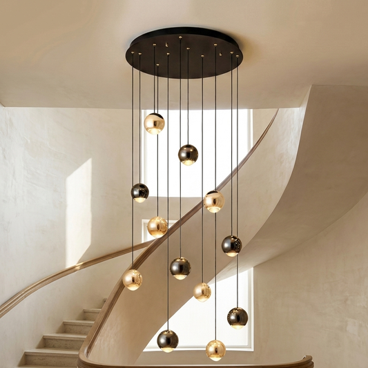 Stella Chandelier styled in a stairwell