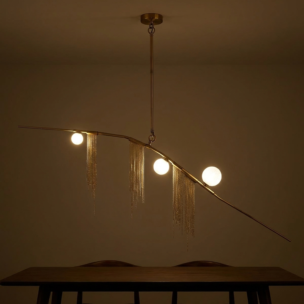 Talia chandelier, lit at night