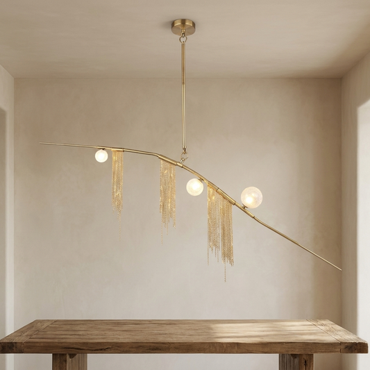 Talia Tassel Chandelier styled in a dining