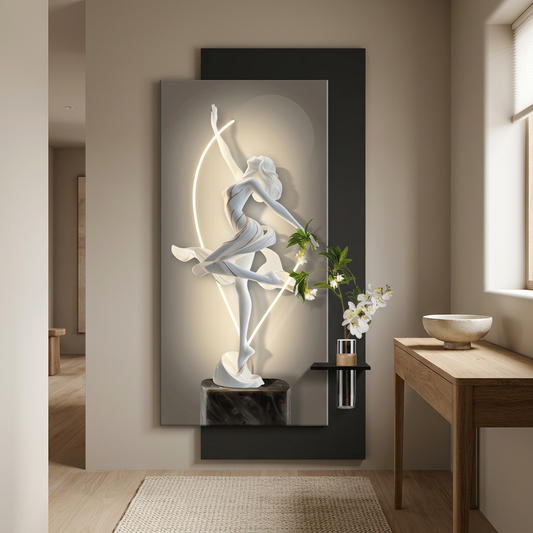 Vance wall art styled in a entry