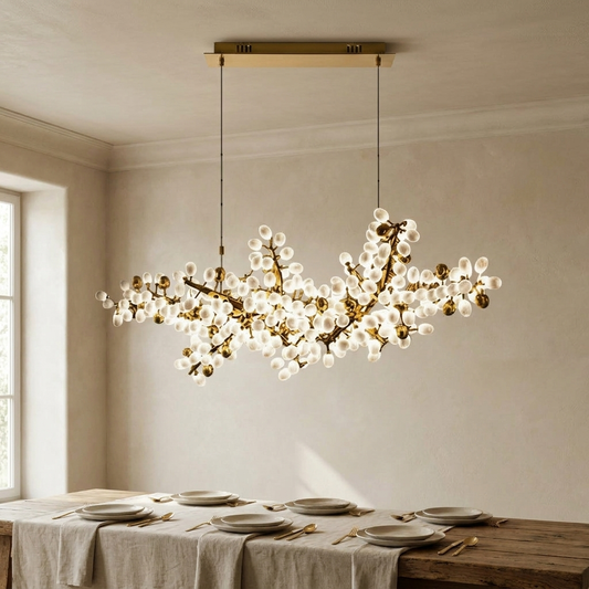 Wisteria Gilded Branch Chandelier styled in a dining