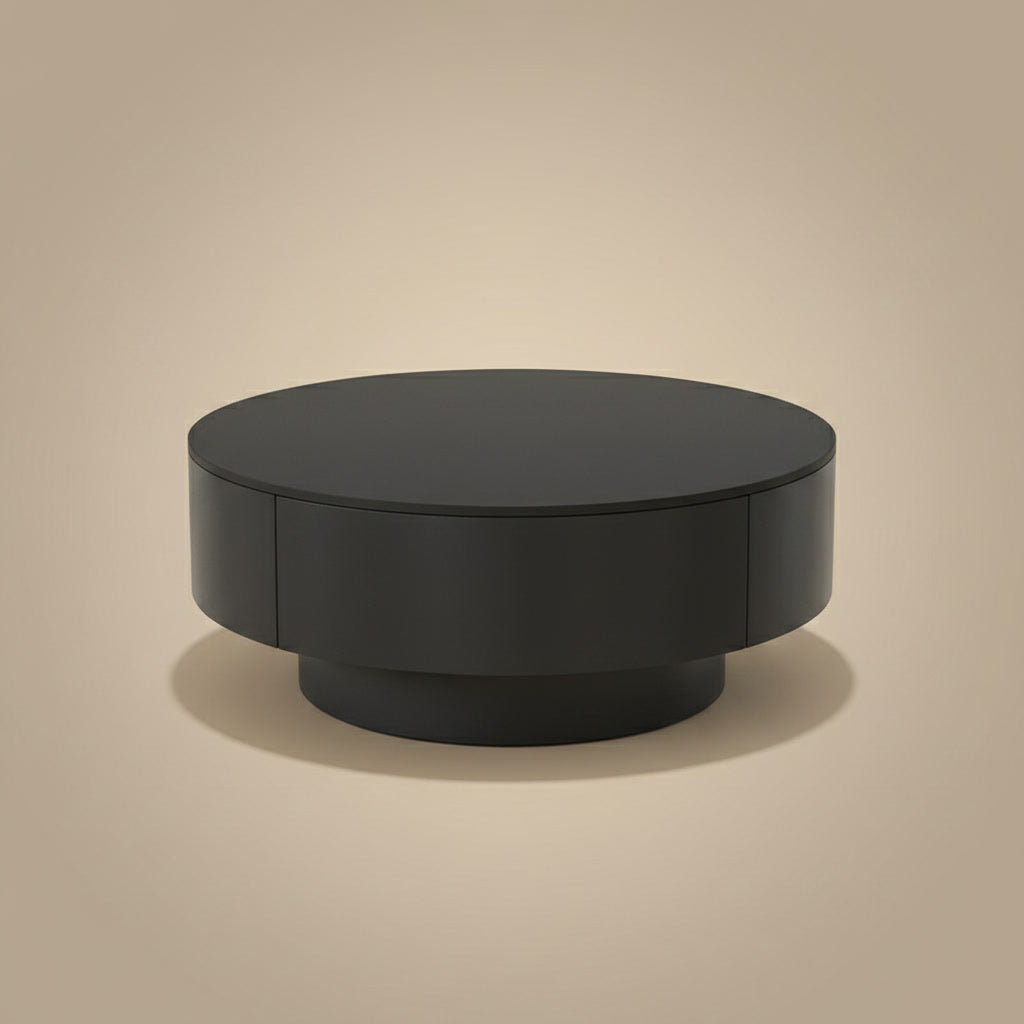 Kasumi Coffee Table - black stone round drum table