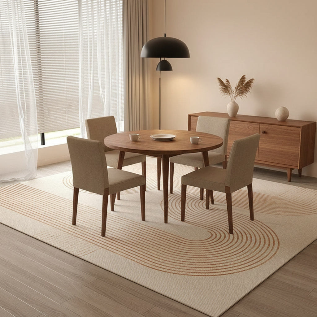 Serene Stripe Rug styled in a dining room