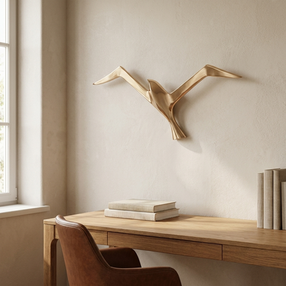 Aerie bird sculpture styled in a study