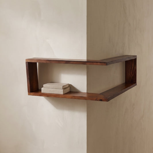 Aldric corner wall shelf, walnut