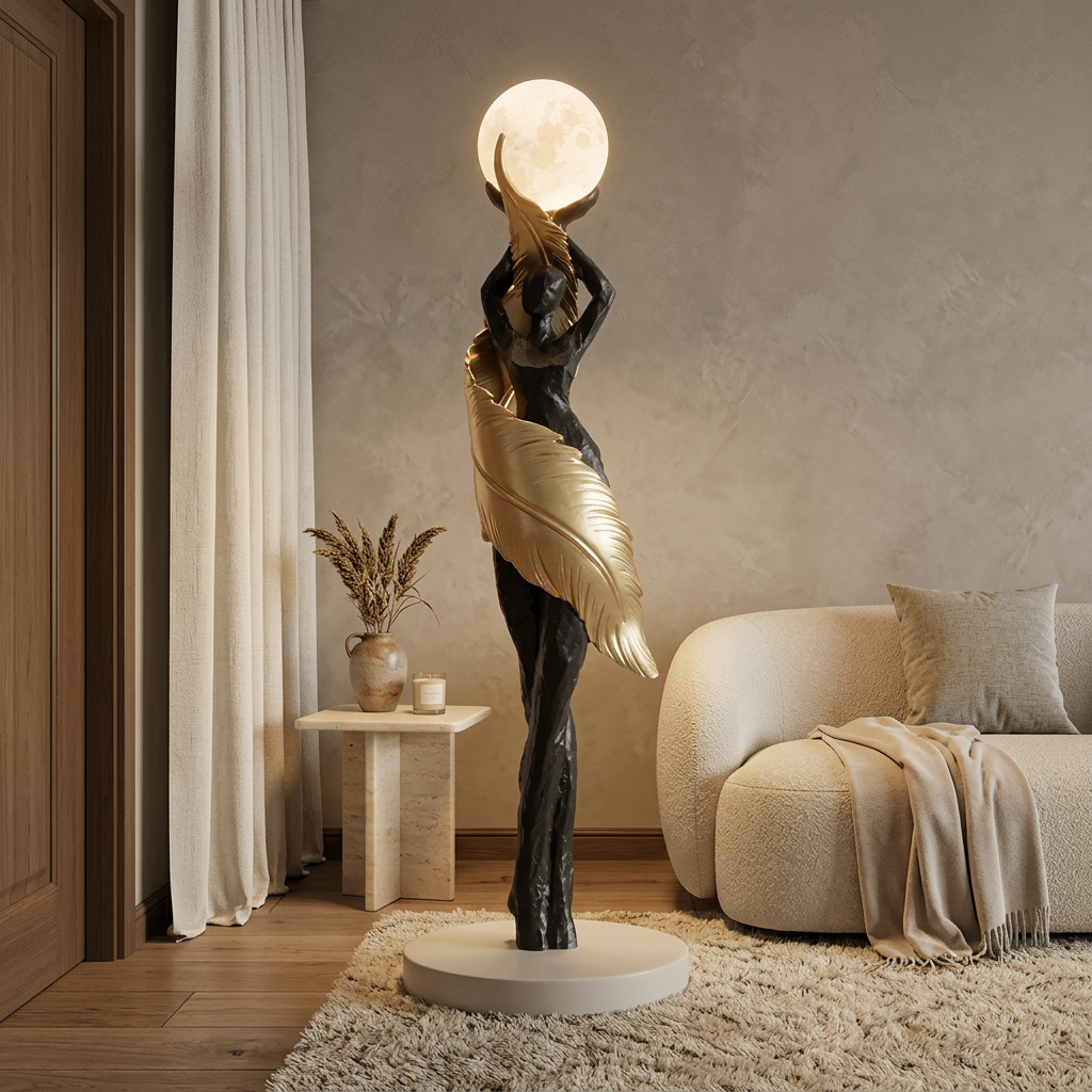 Ardent floor lamp styled in a living room