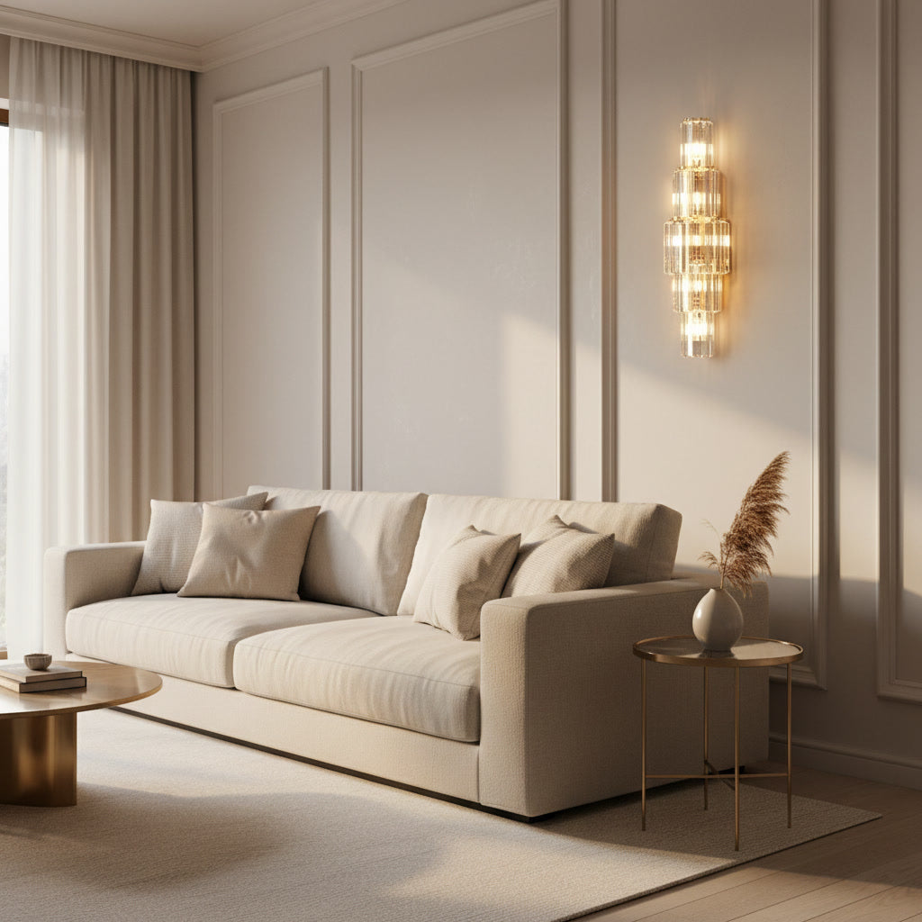 Aurelia wall sconce styled in a living room