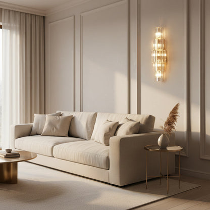 Aurelia wall sconce styled in a living room