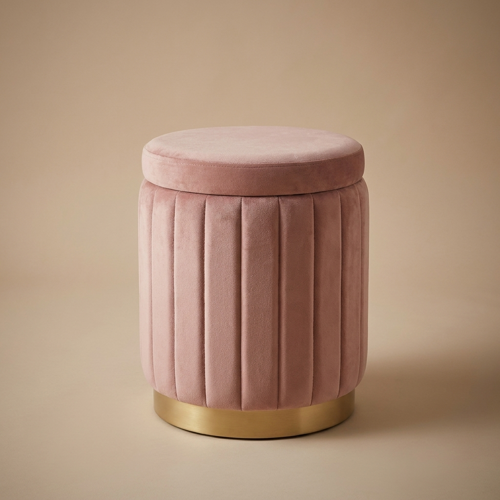 Blythe storage stool, pink