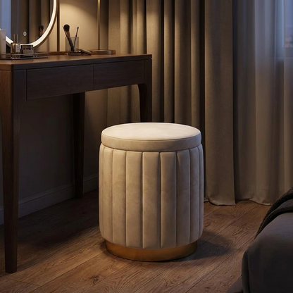 Blythe storage stool, lit at night