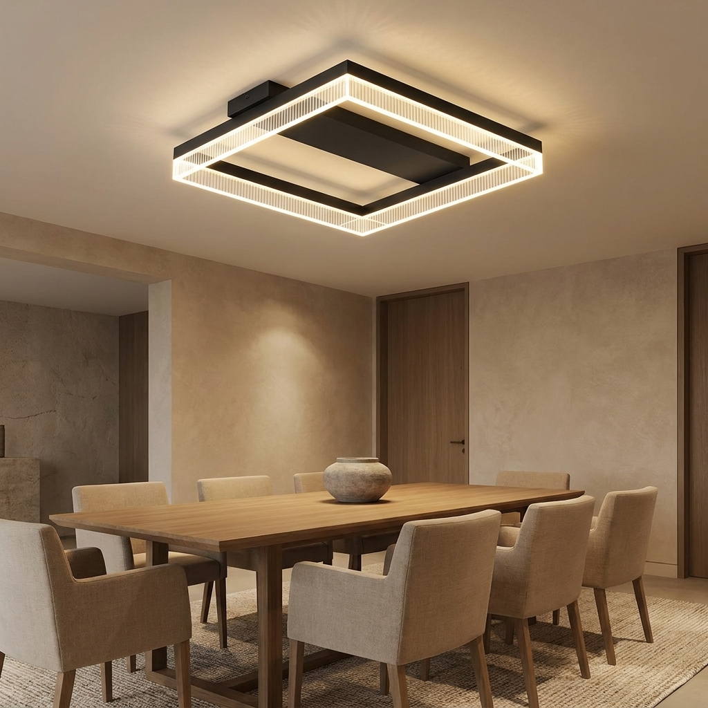 Brennan flush ceiling light styled in a dining room