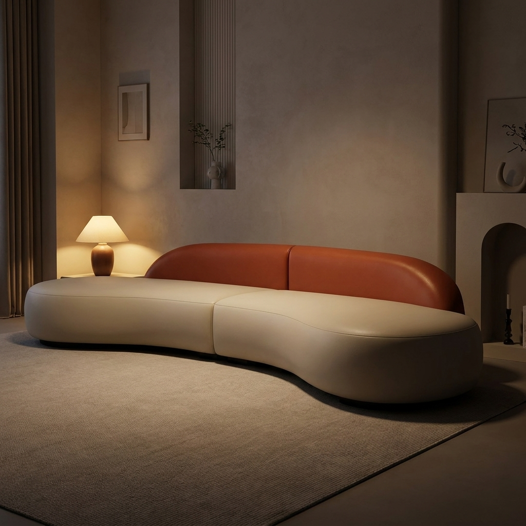 Brera sofa, lit at night