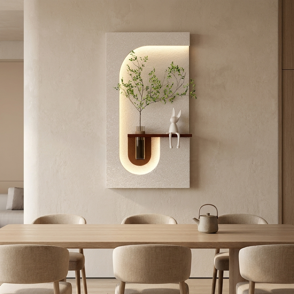 Brier backlit wall art panel styled in a dining room