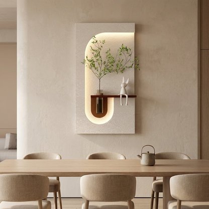 Brier backlit wall art panel styled in a dining room
