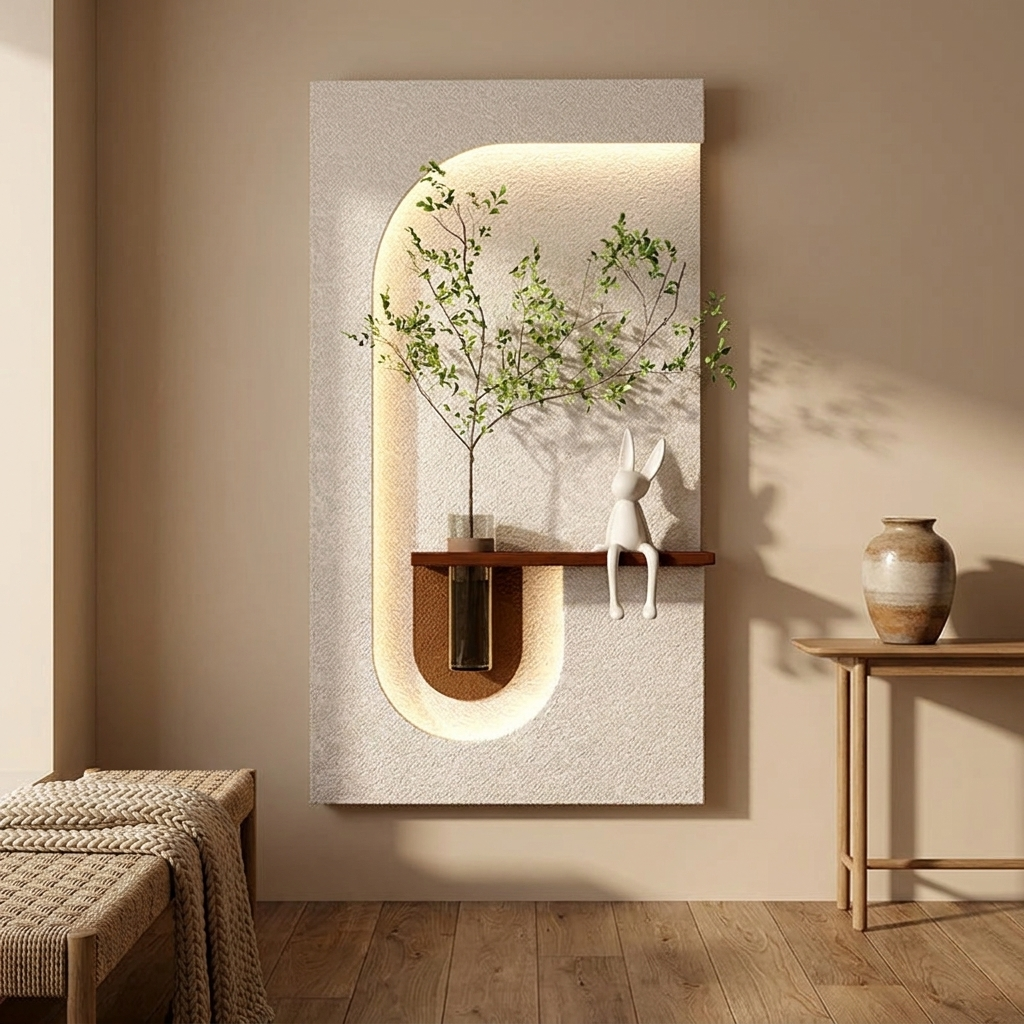 Brier backlit wall art panel styled in a entry