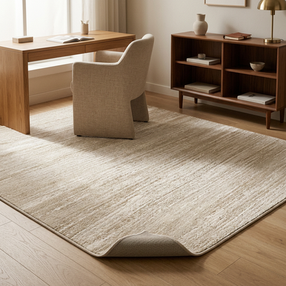Calyx rug styled in a study