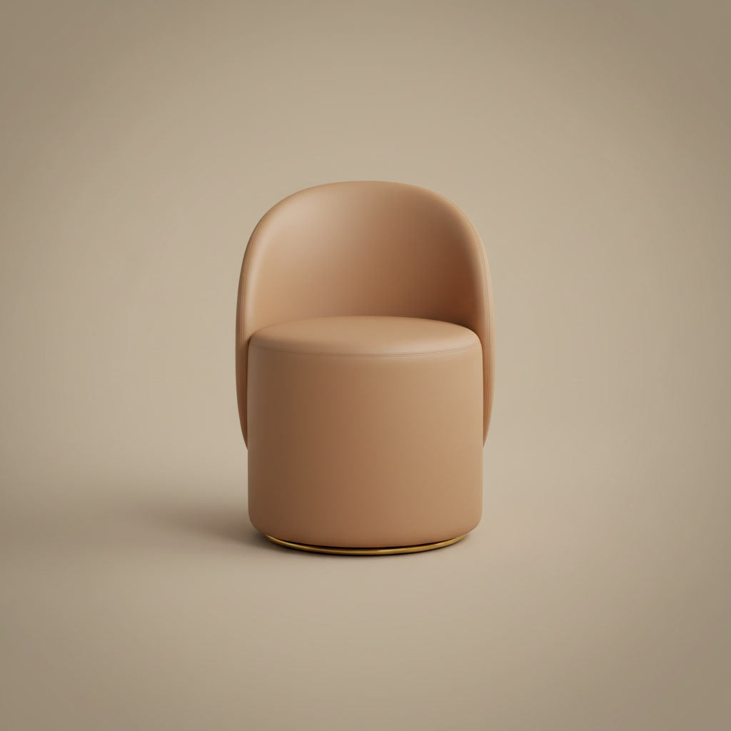 Fleece Vanity Stool - Leather Camel