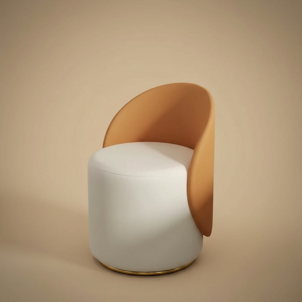 Fleece Vanity Stool - Leather Caramel