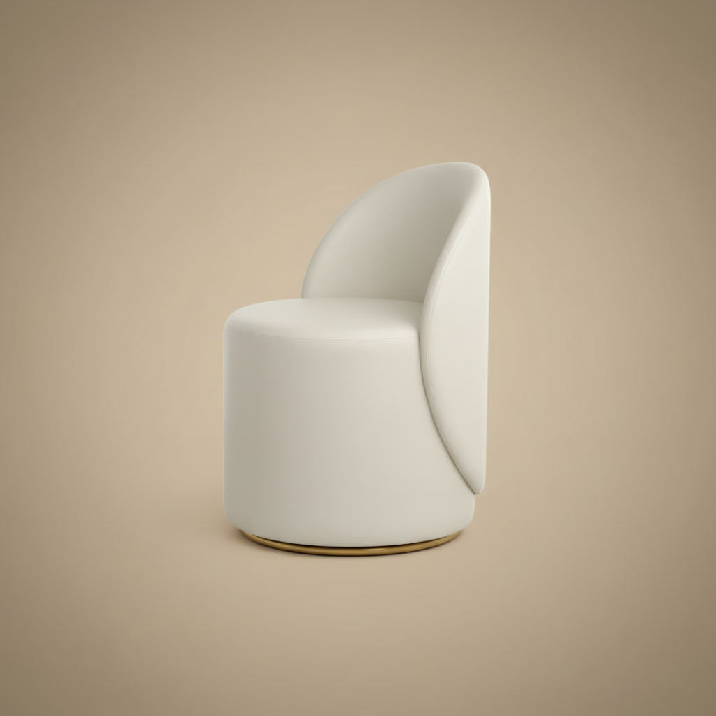 Fleece Vanity Stool - Leather Cream