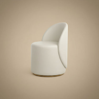 Fleece Vanity Stool - Leather Cream