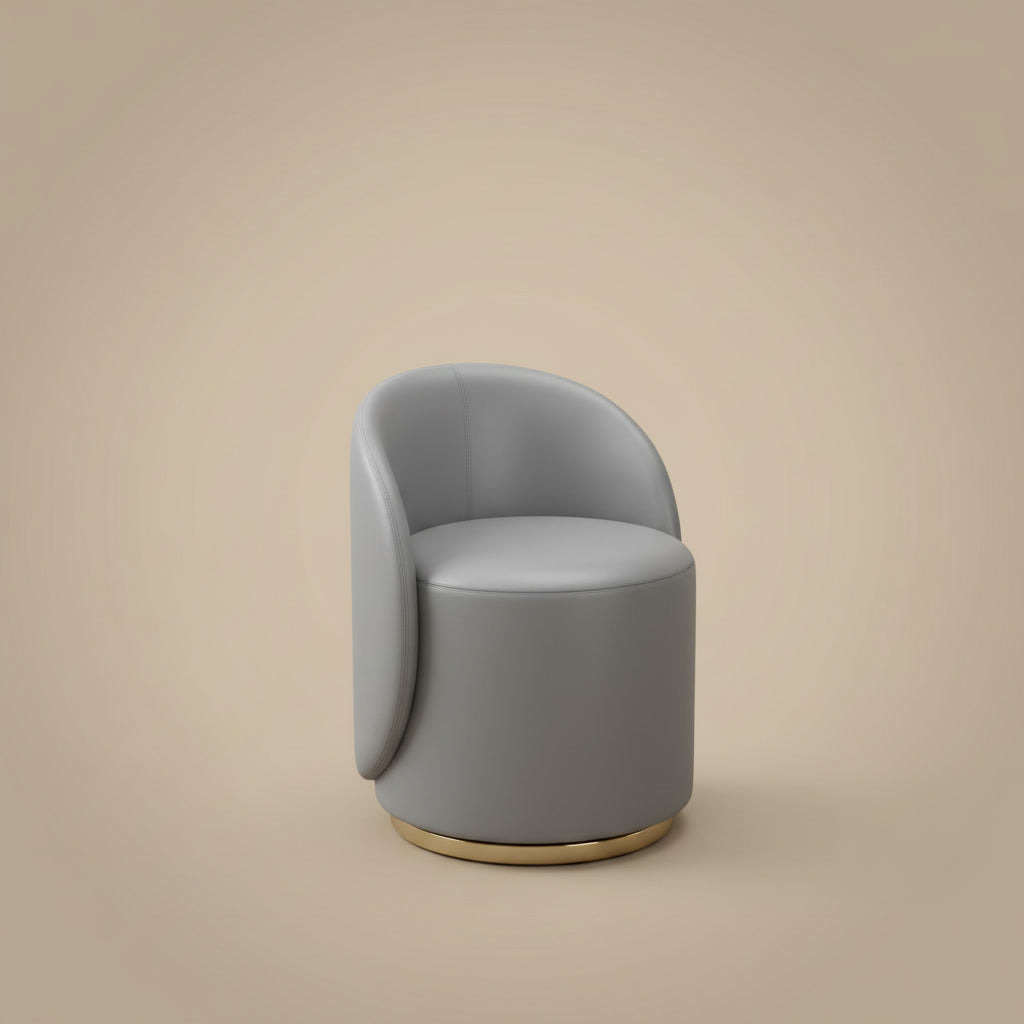 Fleece Vanity Stool - Leather Grey