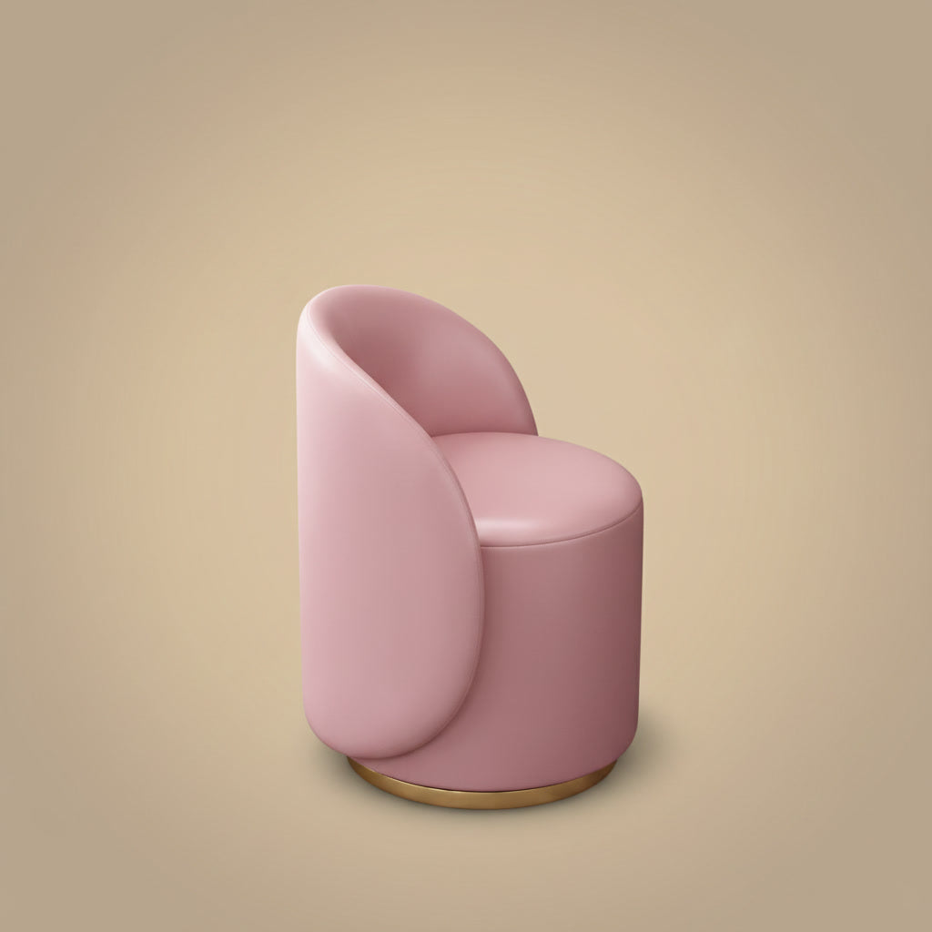 Fleece Vanity Stool - Leather Pink