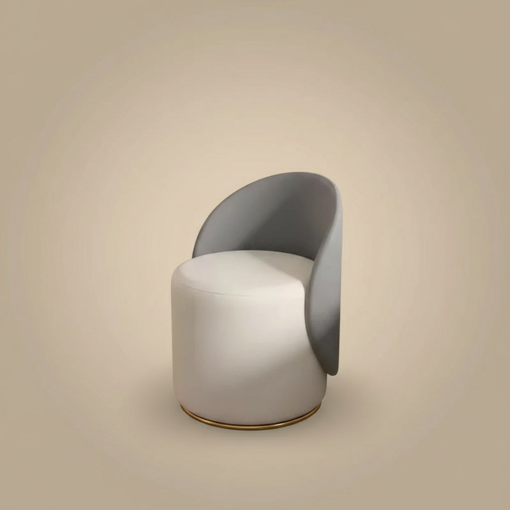 Fleece Vanity Stool - Leather Stone