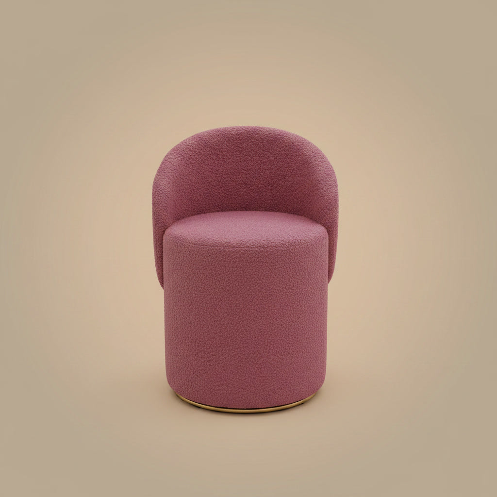 Fleece Vanity Stool - Plush Berry boucle