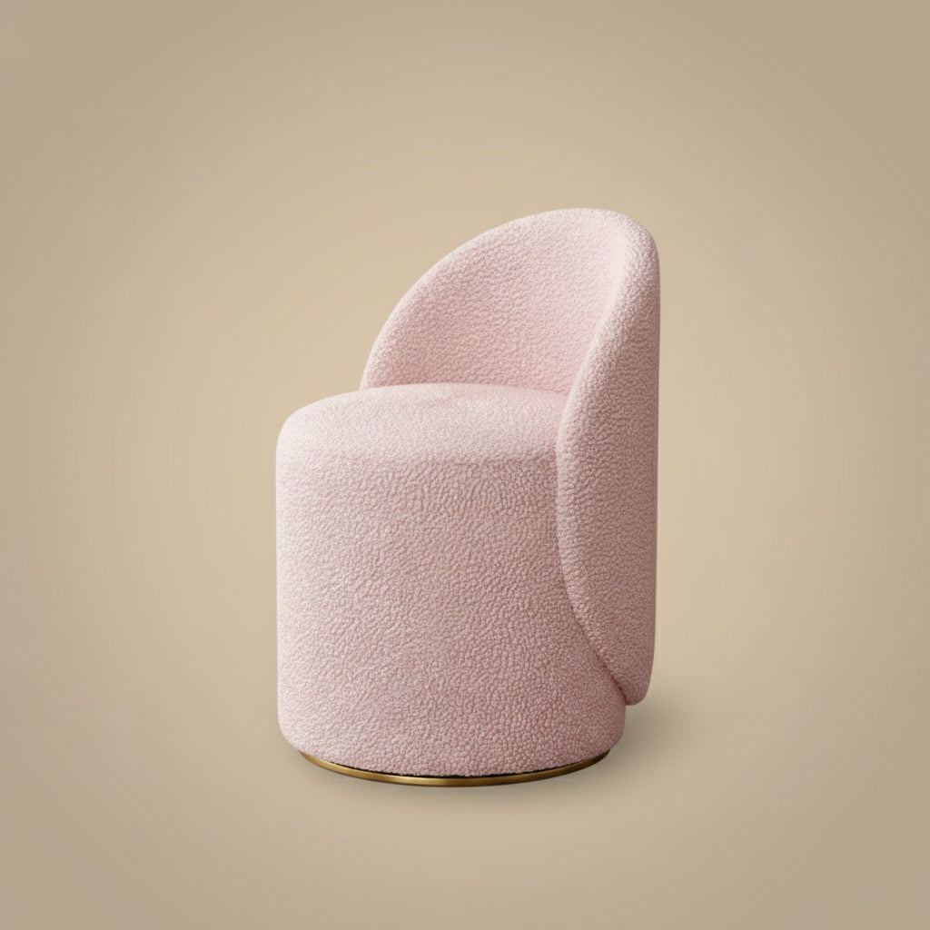 Fleece Vanity Stool - Plush Blush boucle