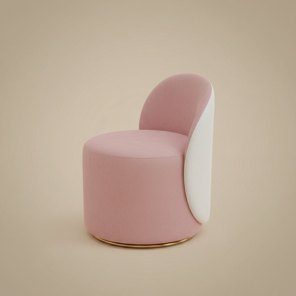 Fleece Vanity Stool - Plush Blush velvet