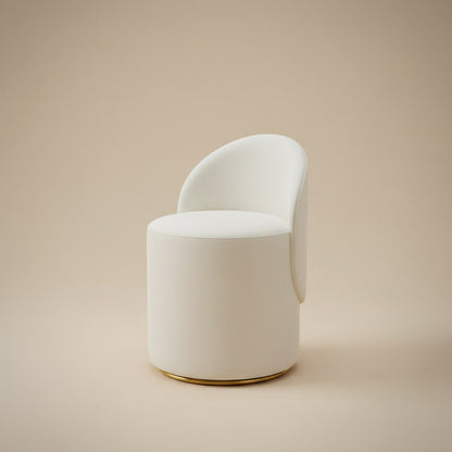Fleece Vanity Stool - Plush Ivory velvet