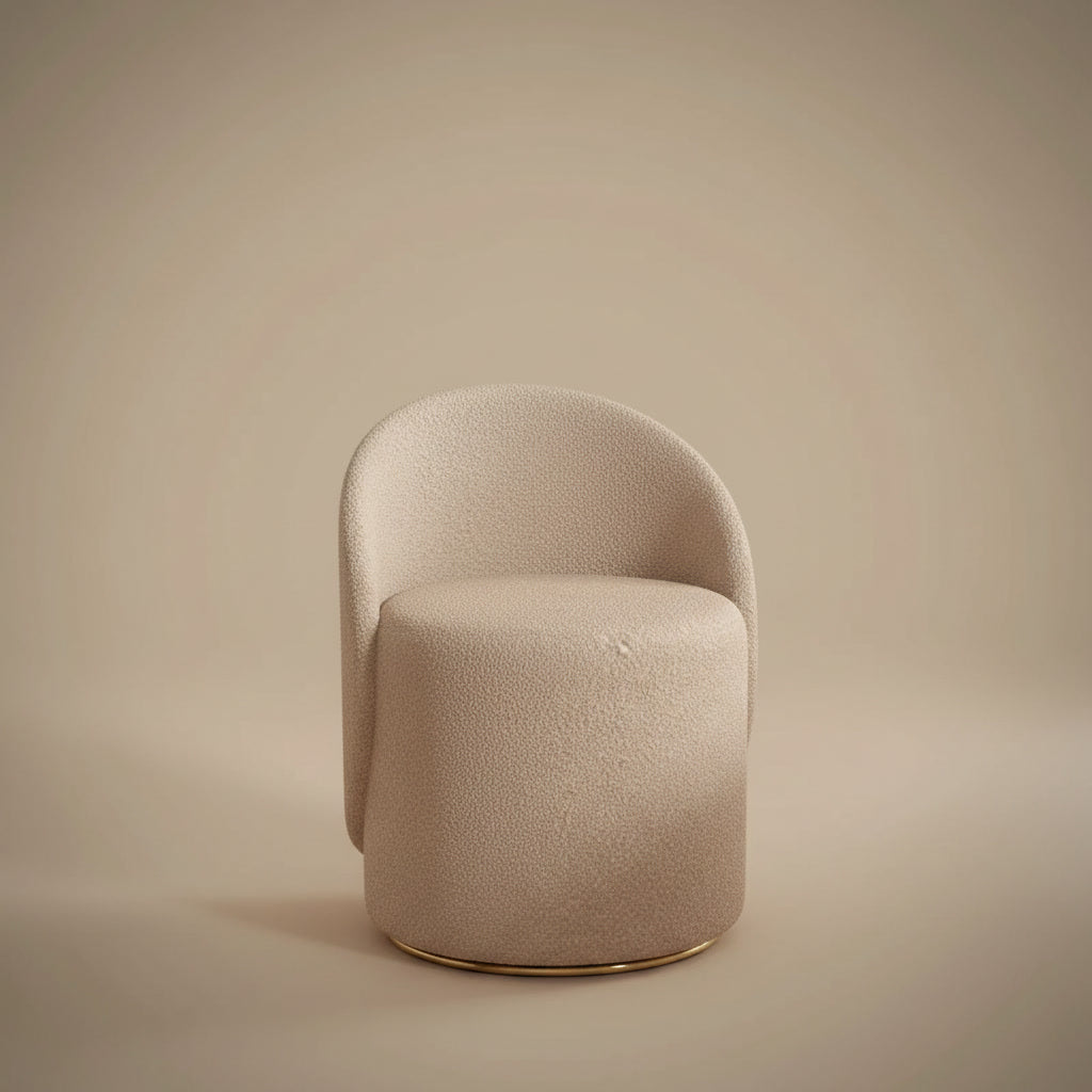 Fleece Vanity Stool - Plush Oatmeal boucle