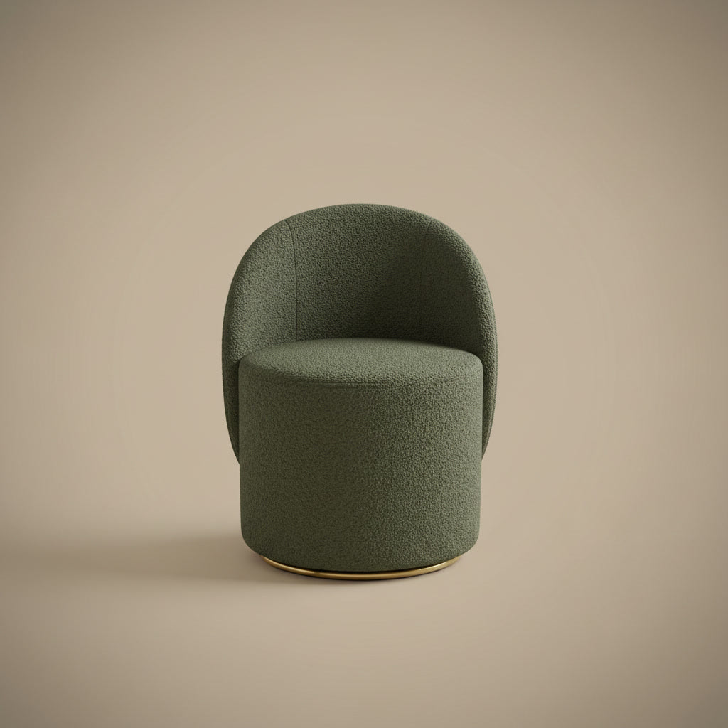 Fleece Vanity Stool - Plush Olive boucle