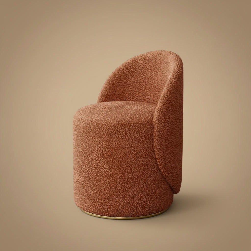 Fleece Vanity Stool - Plush Rust boucle