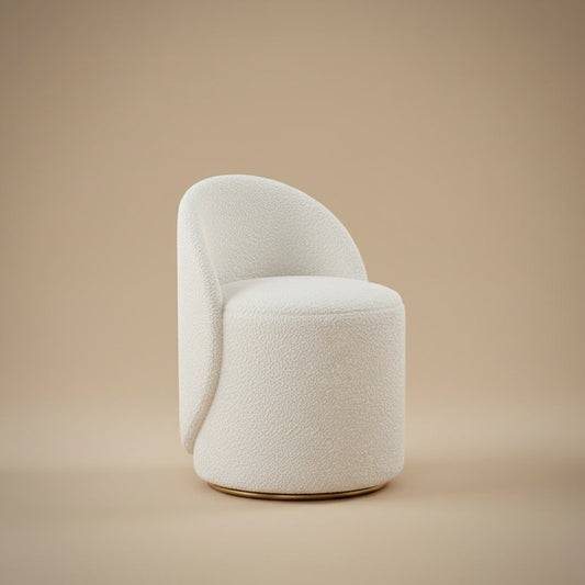 Fleece Vanity Stool - Plush White boucle hero