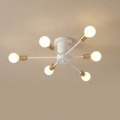 Cavell semi-flush ceiling light, white 6 orbs